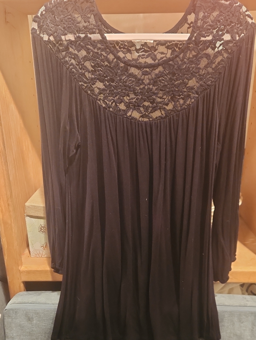 Black Lace Classy Long Sleeve Flowy Casual Or Formal Top